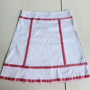 Heart Moon Star Womens Skirt A-Line Cotton White Pink Couture Side Zip Sz 8